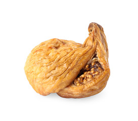 Tasty dried fig fruit on white background