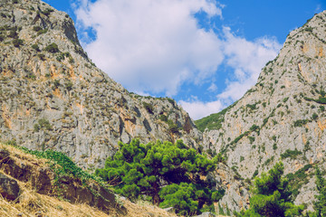 City Delphi. Greek Republic. Nature and mountains on a sunny summer day. 13. Sep. 2019.