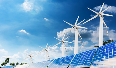 Solar Cell Wind Turbine Natural Energy Wind Solar Energy Natural Energy