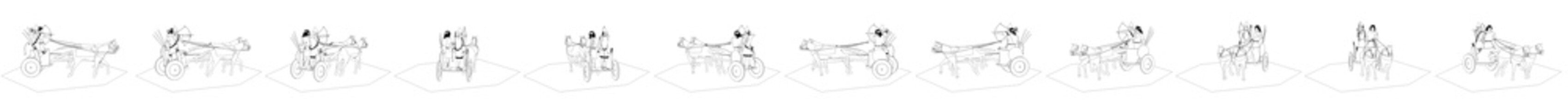 3d render, persian chariot, illustration