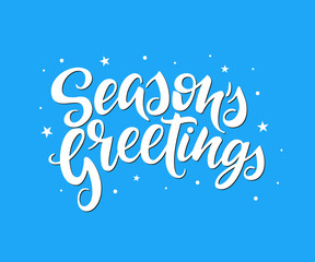 Season's Greetings vector calligraphy. Isolated typography print. Handwritten lettering inscription. 
