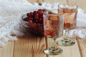 Russian homemade liquor with vodka and cranberry