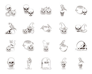 Obraz premium bundle of halloween set icons