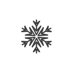 Snowflake ornate line icon. linear style sign for mobile concept and web design. Frozen snowflake outline vector icon. Symbol, logo illustration. Vector graphics