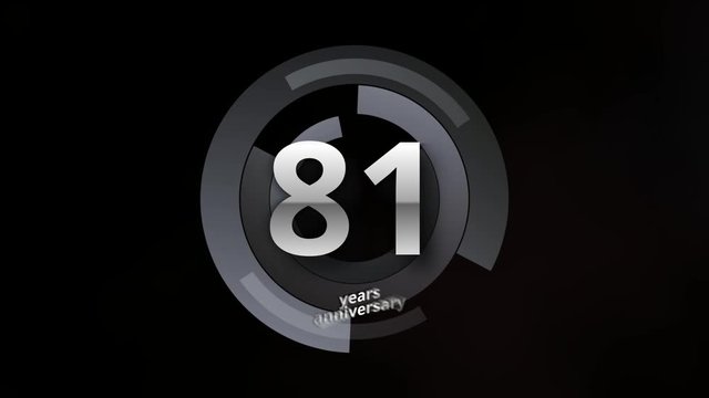 81 Years Anniversary Digital Tech Circle Silver Background