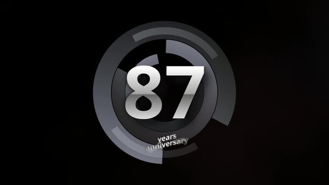 87 Years Anniversary Digital Tech Circle Silver Background