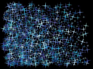 Chaotic stars on black background.