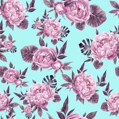 Meubelstickers Hand drawn watercolor seamless pattern with peonies © Юлия Гришина