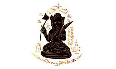 Thai traditional tattoo, Thai traditional painting in temple, vector