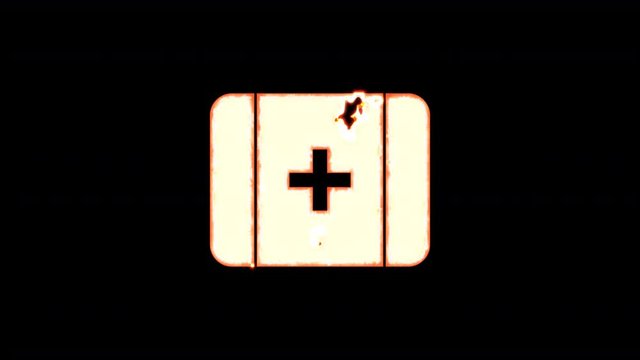 Symbol first aid burns out of transparency, then burns again. Alpha channel Premultiplied - Matted with color black