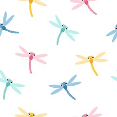 Cute dragonfly. background. Collage graphic illustration. Trendy flying animal home decor, kid nature fashion print.