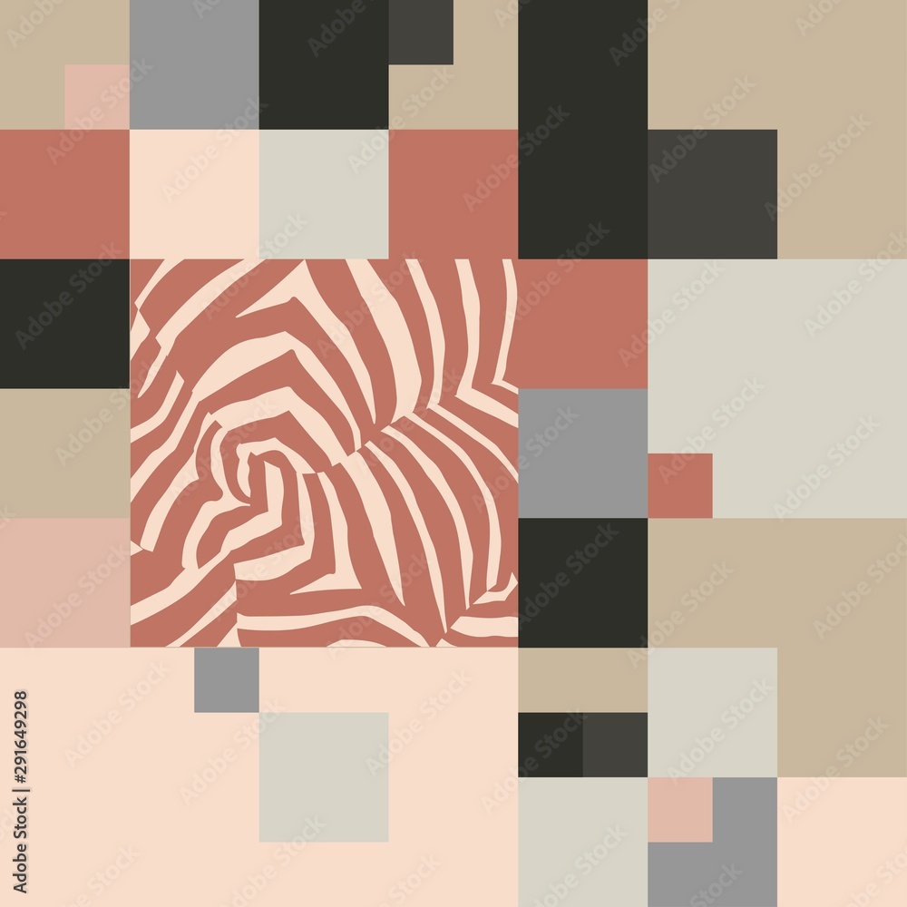 Poster abstract zebra squares and stripes seamless vector pattern