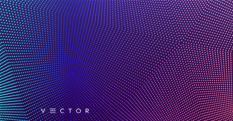 Abstract background. Technology style. 3d network design with particles. Vector illustration. Cover design template. Can be used for advertising, marketing, presentation.