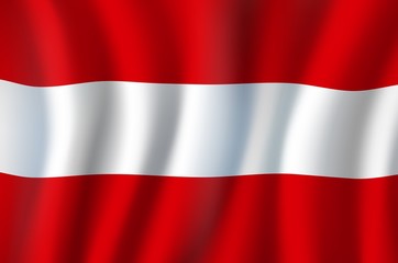 Austria national official flag, waving triband