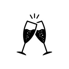 Champagne glasses vector icon. Glasses with wine illustration symbol. cheers sign or logo.