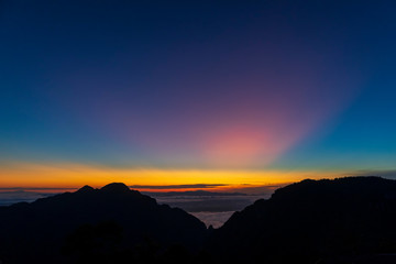 sunrise in the mountains.