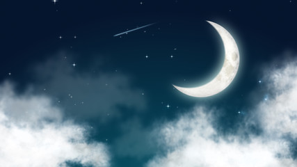 Naklejka na ściany i meble Moon night with blurry background