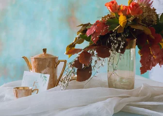 Fotobehang Eetkamer Wedding table still life leaves  © Esenin Art