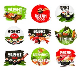 Japanese cuisine sushi, rolls, temaki, uramaki