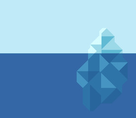 Iceberg in the ocean. Vector illustration. Flat