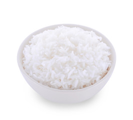 Obraz na płótnie Canvas rice in bowl isolated on white background