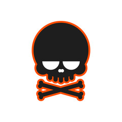 Skull icon. Skull with bones logo design template