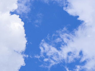 Bright blue sky there is white clouds the sky