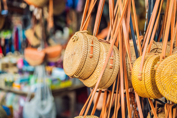 Typical souvenirs and handicrafts of Bali at the famous Ubud Market