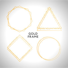 Gold frame decor isolated Vector shiny gold metallic gradient border pattern for your design