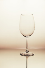 wine empty glasses on soft beige background