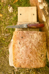 homemade bread cooked in a stone wood stove