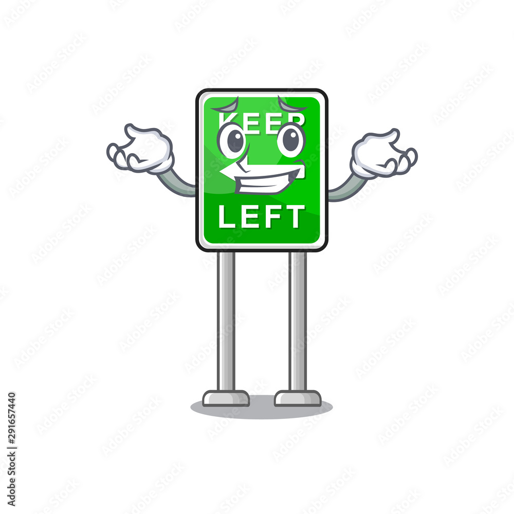 Sticker grinning keep left cartoon isolated the mascot