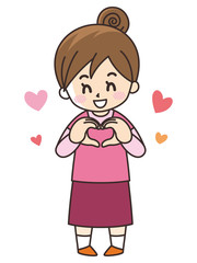 手でハートを作る若い女性