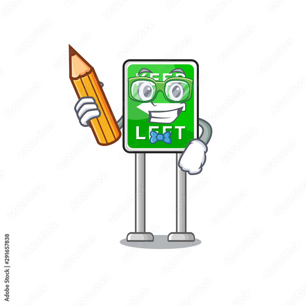 Poster Student Keep left cartoon isolated the mascot