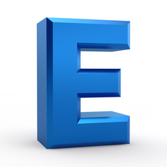 E blue alphabet word on white background illustration 3D rendering