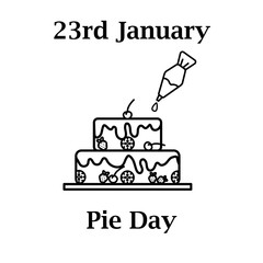 23th january World pie day icon in line art design on white background