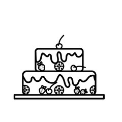 Cake with cherry on the top in line art design