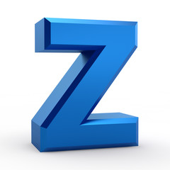 Z blue alphabet word on white background illustration 3D rendering
