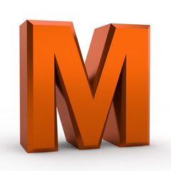 M orange alphabet word on white background illustration 3D rendering