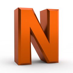 N orange alphabet word on white background illustration 3D rendering