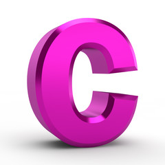 C pink alphabet word on white background illustration 3D rendering