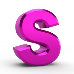 S pink alphabet word on white background illustration 3D rendering