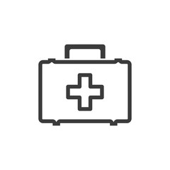 First aid kit. Medical box icon. Isolated on white background. 