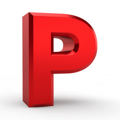 P red alphabet word on white background illustration 3D rendering
