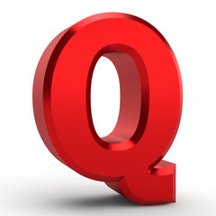 Q red alphabet word on white background illustration 3D rendering