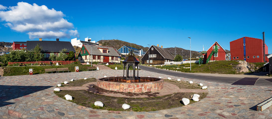 Panoramic view of the Mindebronden in Qaqortoq, the oldest fountain in Greenland. © Ruben