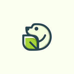 Dog Leaf Animal Pet Creative Icon Logo Design Template Element Vector Illustration