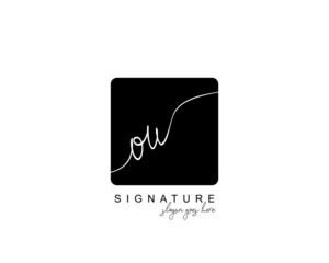 Initial OU beauty monogram and elegant logo design, handwriting logo of initial signature, wedding, fashion, floral and botanical with creative template