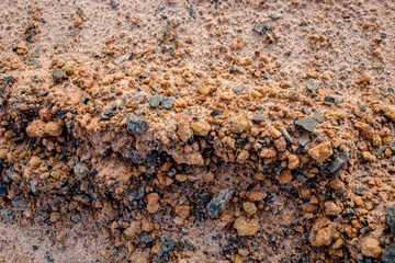 Top view of red soil earth background, mars seamless natural background