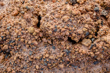 Top view of red soil earth background, mars seamless natural background